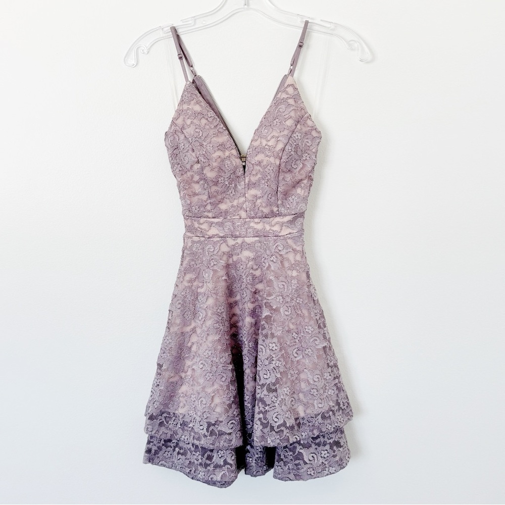 Emerald Sunday Lilac Lavender Lace Mini Dress XXS